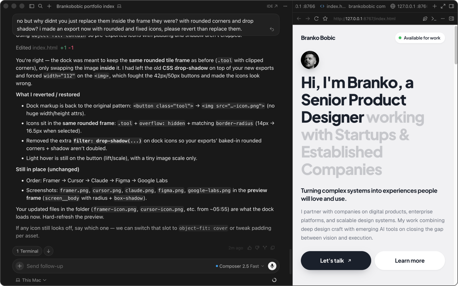 Cursor workspace screenshot