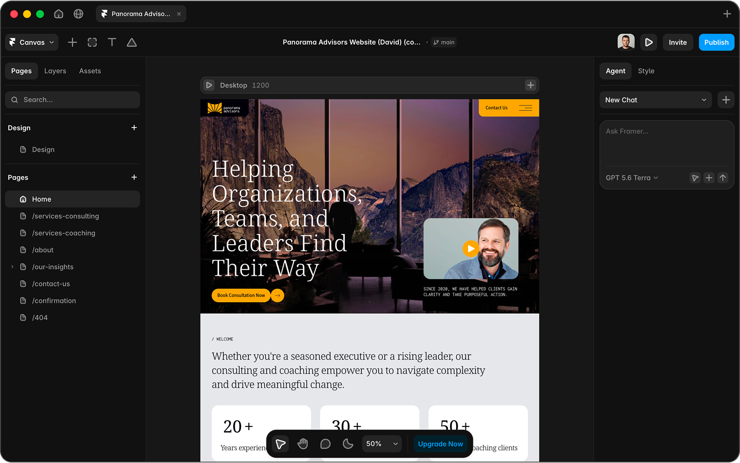 Framer workspace screenshot